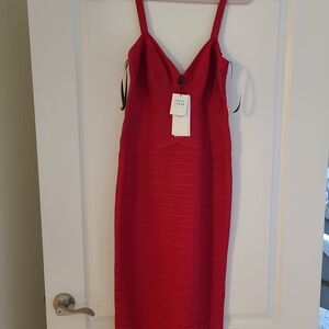 Herve Leger Vibrant Red Midi Dress